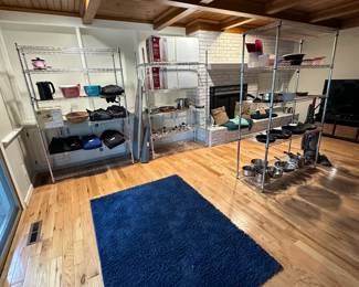 Metal Shelving is forsale/ Cast iron Pans/ Regular Pots & Pans