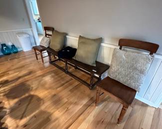 Antique Bench & Chairs/ Pillows