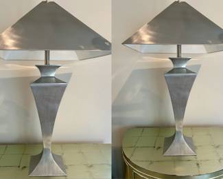 pair of matching stainless  lamps