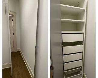 Tall mirrored storage cabinet (approx 8’ by 24”)