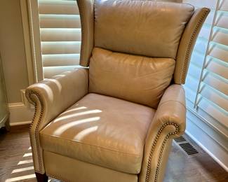 Off-white leather recliner