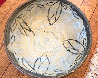 Large pottery bowl signed VAL