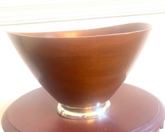 Large MCM sterling silver and teak bowl