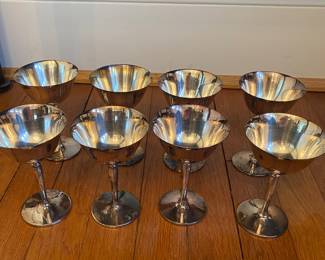 Set of eight/silverplate dessert compotes