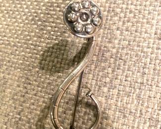 Sterling silver Danish Lur brooch