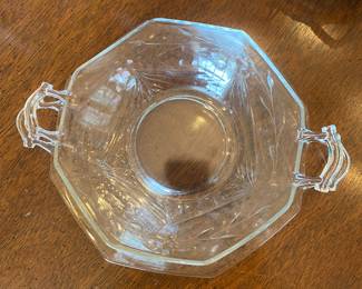 Vintage glass bowl and plate w/ handles