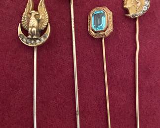Assorted gold and gold-filled Victorian  stick pins