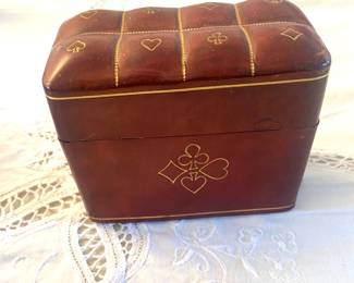 Florentine leather box for playing cards
