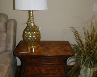 Mahogany Bombe Chest & Lamp