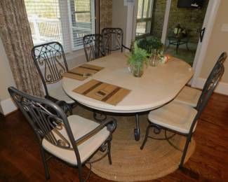 Dining Table With 6 Iron Chairs