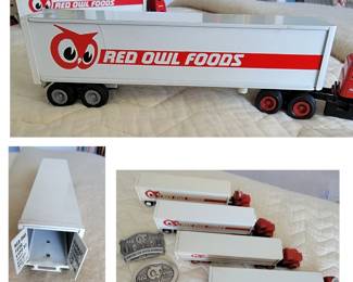 These...are...fabulous! Real metal trucks and the back of the trailer even opens up! Makes me want to be a kid again.