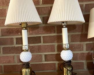 matching set hobnail table lamps