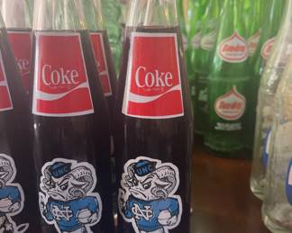 Collectible NC Tarheel coke glass bottles 