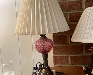cranberry glass hobnail lamp