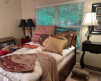 Queen mattress set and metal headboard