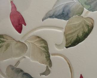 detail of water color with hummingbird 