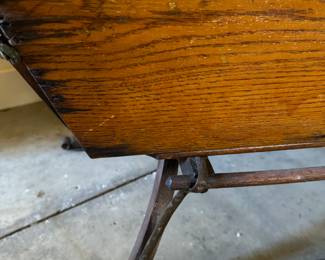 detail of antique wood sled 