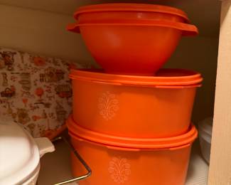 Vintage orange tupperware 