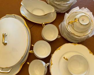 ANtique Haviland Limoge China luncheon set with serving peices 