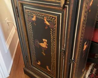 Hand painted cupboard with chicken details