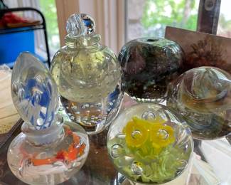 Murano paper weights and bottles