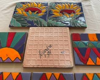 Artist signature on hand made tiles