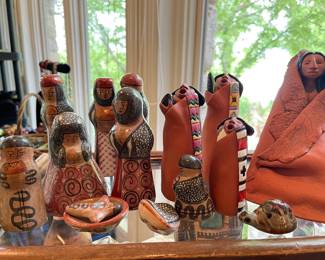 Nativity pieces hand made in Mexico, Native American hand made figures 