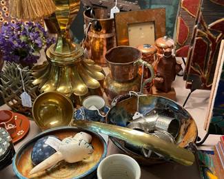 Great copper and brass collection, hand made pottery