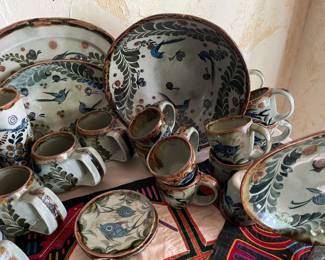A close look at the hand made dinner ware
