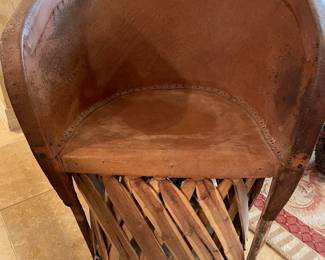Vintage Equipale leather barrel chair purchased in Mexico