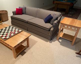 2-cushion couch and maple tables (side and coffee)