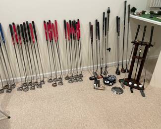 Extensive collection of golf clubs
