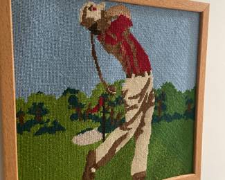 Needlepoint golfer