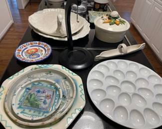 Italian pottery, deviled, egg, platter, Turkey platter and more