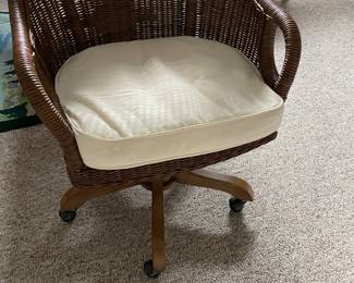 Wicker office chair on casters