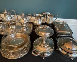 Silver-plate service-ware, , water, and tea/coffee servers 