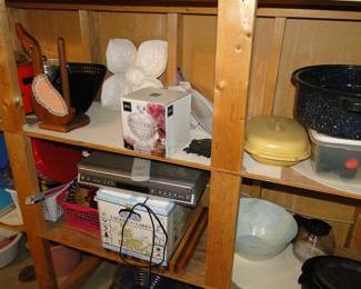 Lots of great items for storage and baking and mixing and chopping and serving and dining