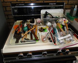 Serving utensils, and other kitchen neccessities  