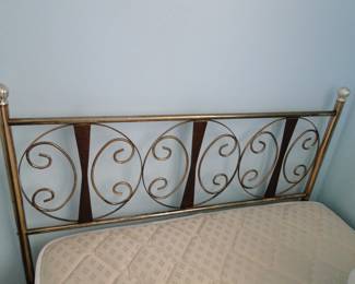 WHAT!!!!  Mid Century Modern wood, and brass twin headboard