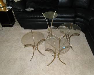 Mid Century Modern brass and glass tables