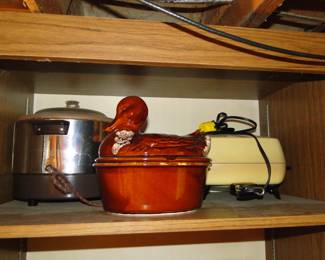 Duck roaster, electric skillet, and fryer