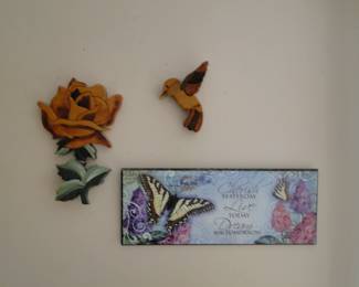 Wooden hummingbird and flower, and an outstanding inspirational message