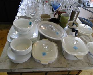 Pyrex, Corelle, place settings and serving dishes as well