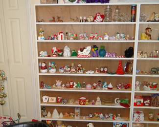 Christmas ornaments, rows and shelves of them