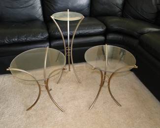 Brass and glass, trifecta small tables