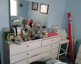 Nice dresser and mirror, sorry about the clutter, but that is all for sale as well