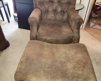 Faux leather chair and ottoman