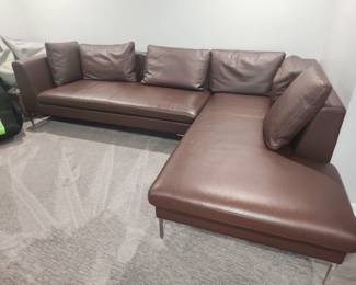 Contemporary brown leather sectional