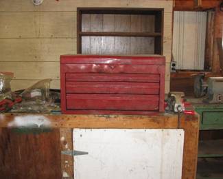 bench vise and tool box