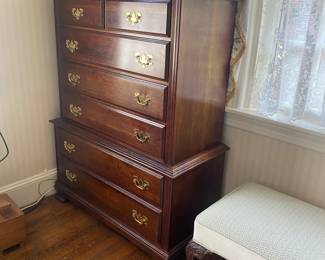 Cherry Chippendale style chest-on-chest